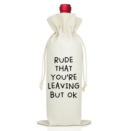 LAGZDFC Rude That Your're Leaving But OK Wine Champagne Gifts Bag, Reusable Wine Wrap Bag, Funny Leaving Gag Gifts For Coworker Leader, GoodBye Gift For Emplyees, Going Away Retirement Party Favors