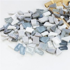 500 g Irregular Crystal Mosaic Tiles, Small Mosaic Tiles, Handmade, Crystal Crafts for Crafts, Large DIY Picture Frame, Handmade Jewellery Coaster (Grey Series)