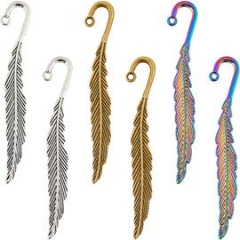 SUNNYCLUE 1 Box 12Pcs Small Feather Bookmark Hook Bookmarks Bulk Bohemia Antique Silver Bronze Alloy Metal Bookmark Blanks for Reading Men Women Jewelry Making Crafting Beading DIY Teacher Hairpin