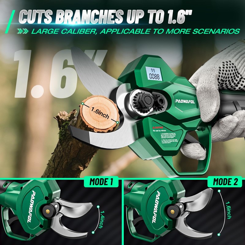 Electric Pruning Shears, 1.6 inch (41mm) Cutting Diameter Cordless Electric