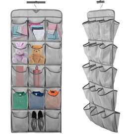 Foribyw Hanging Shoe Organizer 30 Pockets Double-Side Closet Storage Shelves with Rotating Hooks Space Saving Hanging Shoe Storage Bag for Bedroom Wardrobe Tidy(Grey)