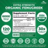 Zazzee USDA Organic Fenugreek 30:1 Extract, 6000 mg Strength, 120