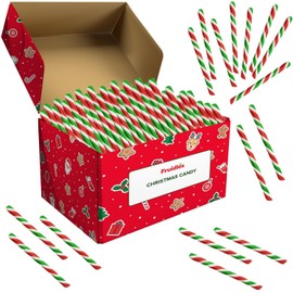 48-Pack Christmas Red White & Green Candy Cane Sticks Suckers, Old-Fashioned Multicolored Mixed-Fruit Flavor, Individually Wrapped, 5.5" Inch, 48 Pieces.