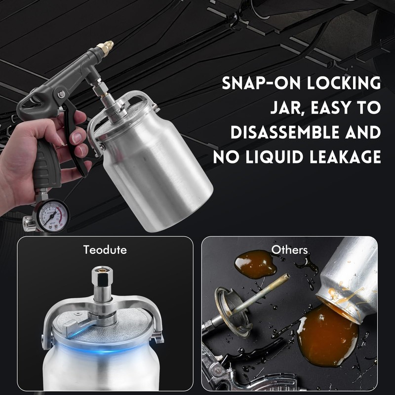 Undercoating Spray Gun with 33.82oz Suction Feed Cup, 360° &