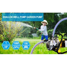 1HP 18gpm Shallow Well 110V Booster Pump Portable Garden Pond Water Transfer Pump Electric Yard Pool Cover Draining Pump Above Ground Self Priming Irrigation Pump Stainless Steel