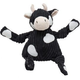 HuggleHounds Knotties Dog Toys for Large Dogs - Plush Dog Toy - Squeaky Interactive Puppy Toys - Soft Yet Tough, Durable Stuffed Pet Chew Toy for All Breeds| Large Angus Cow