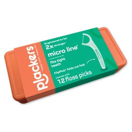 Plackers® Micro Line® Floss Picks - Intense Mint, Floss Fiber Made Without PTFE, 12 Count