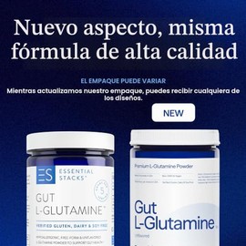 Essential Stacks L-Glutamina Intestinal - 300 g - Sin Gluten, Lácteos ni Soja