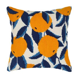 Howie's Needlepoint Needlepoint Kits for Adults, Pillow Front Cross Stitch Kit with Embroidery Pattern on Canvas, Yarn, 2 Needles and Instruction, 16 x 16inch(Tangerine)