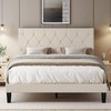 VECELO Queen Size Bed Frame with Button Tufted Headboard, Upholstered