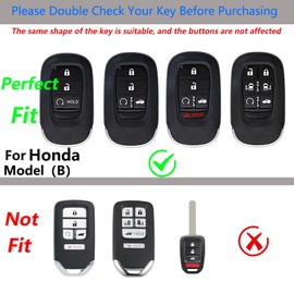 SLAKNOK for Honda Key Fob Cover with Keychain,Stylish and Durable Zinc Alloy Protection Key Case Compatible with Civic CR-V Accord HR-V Pilot Odyssey Remote Key shell Accessories