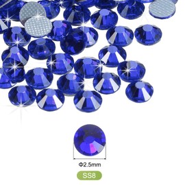 MECCANIXITY 2880 Pcs Hotfix Rhinestones Flatback Crystal Glass Gems Art Rhinestones for Crafts Clothes DIY Decoration(SS8 2.5mm,Dark Blue)