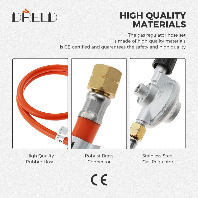 DRELD Gas Hose Pressure Regulator Set 50 mbar Gas Hose