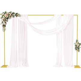Fomcet 6.6FT x 10FT Backdrop Stand Heavy Duty with Base Gold Pipe and Drape Square Backdrop Stand Adjustable Portable Metal Arch Frame for Wedding Baby Shower Birthday Parties Banquet Decorations