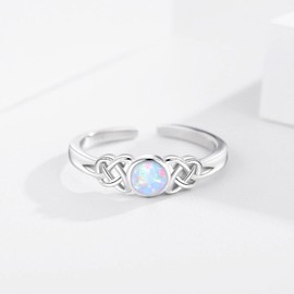CUOKA MIRACLE Celtic Knot Ring for Women 925 Sterling Silver Celtic Knot Ring Adjustable Opal Ring Open Ring Jewelry Gift for Women Christmas Thanksgiving Gift, Metal, Moonstone