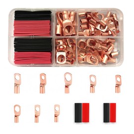 Yemax Giboshi Terminal Set of 100 Ring Terminals, Crimp Terminals, Crimp Terminals, PVC Insulated PVC (50 Pieces x Connection + Heat Shrink Tubing x 50 Pieces), Copper Wire Lug Connection, Universal