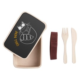 Fabulous Lunch Box Lunchbox mit Besteck, Schwarz – Chill Dude Chat Kinder Sonne – 700 ml