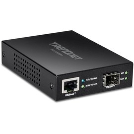 TRENDnet 10GBASE-T to SFP+ Fiber Media Converter, TFC-10GSFP, 1 x 10G RJ-45 Port, 1 x 10Gbps SFP+ Slot, SFP+ to 10G RJ-45, Power Adapter Included, Black (Renewed)