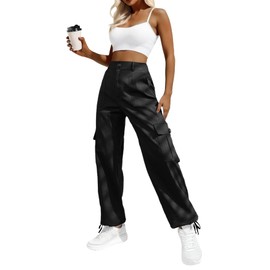 Lepunuo Womens Fall Fashion 2023 Cargo Pants High Waisted Hiking Pants Travel Baggy Pants Black