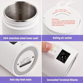 Mapille 0.5L Reisewasserkocher, Mini-Heizbecher, Elektrisch Wasserkocherm, 220 V/300W Tragbarer Wasserkocher, mit LED Temperaturanzeige, 4 Temperaturstufen, Automatische Abschaltung (Weiß)