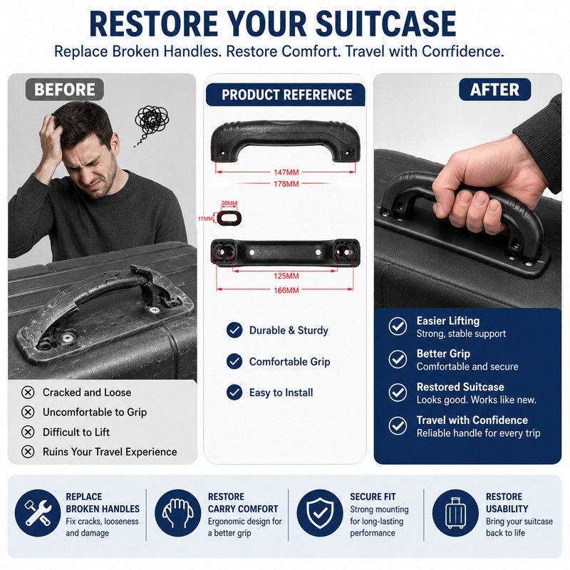 Suitcase Replacement Handle for Luggage Repair – Comfortable Screw-On Carry