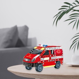 Perfeclan Model Car Kits,Stem Building Toy Set,Car Building Kits,Assembly Metal Vehicles Toy Erector Set Toys for Boys Girls Age 8-12, Fire truck