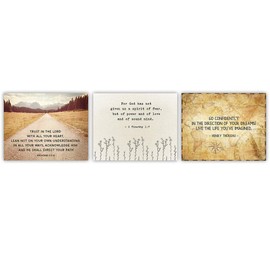 Proverbs 3 5 6Trust in the Lord 2 Timothy 1 7Spirit of Fear & ThoreauGo Confidently Quote Motivation Wall Art Unframed 8 x 10 (Set of 3) Map Road Mountains Flowers Inspirational Gift Prints