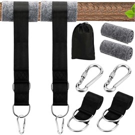 Mkitnvy Swing Attachment, Hammock Attachment Swing Suspension with 2 Heavy Duty Carabiners and D-Rings, Tree Protection Padding, Suspension Strap Kit, Holds up to 800 kg - 1.5 m