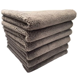 SOFTBATFY Plush Edgeless Microfiber Towels Cloth for Cars, Car Drying Wash Detailing Buffing Polishing Towel, 500 GSM 6 Pack 16 x 16inches (Gray)