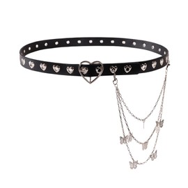 Eigso Classic Gothic Leather Chain Belt for Women Men Punk Gothic Corns Belt with Cross Pendant for Woman Man