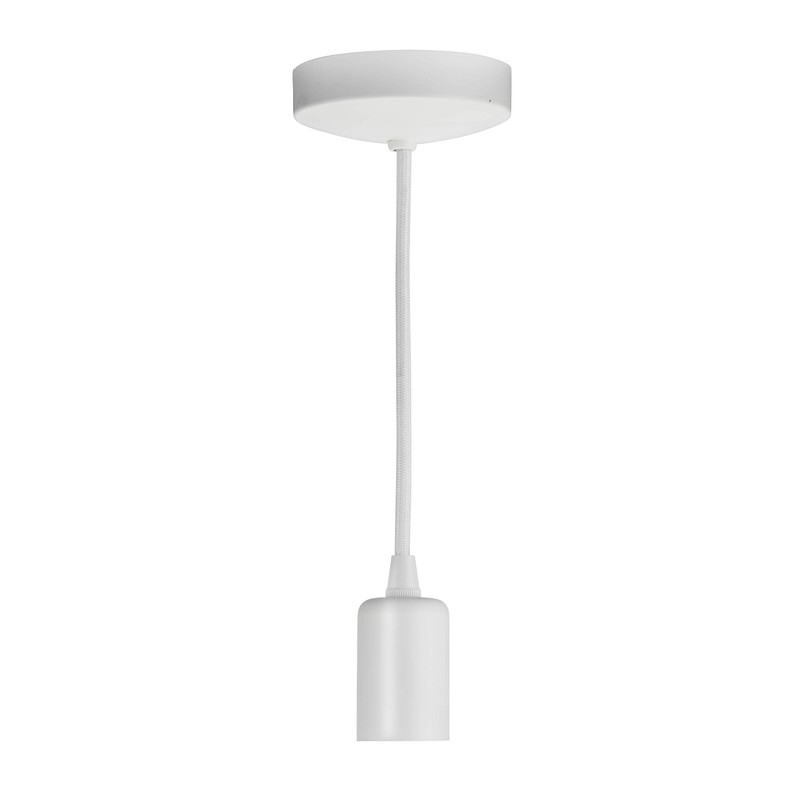 Knightsbridge 6 Inch E27 Contemporary Pendant Set in Matt White