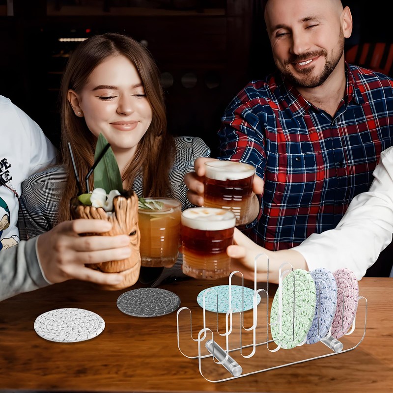 Clear Acrylic Coaster Holder, 6 Grids Anti Slip Coaster Organizer