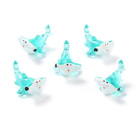 Crafans 20Pcs Resin Fish Cabochons Marine Animal Cabochons Flat Back Cute Cyan Shark Beads Cartoon Sea Ocean Life Animal Beads for Scrapbooking Jewelry Making