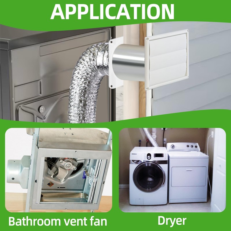 6" Dryer Vent Kit with Hose/Duct Connector/Wall Plate, Dryer Vent