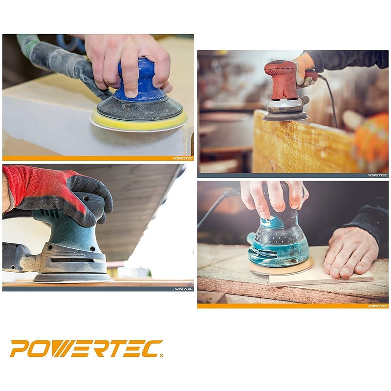 POWERTEC 45012 Round Sanding Paper, Granularity, #120, Outer Diameter 4.9