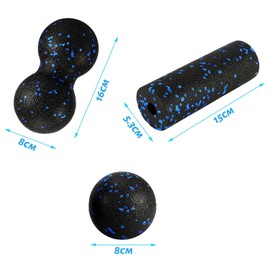 Collazoey Set of 3 Fascia Ball Set, Massage Balls, Fascia Roller, Small, Peanut Massage Ball, Fascia Ball Set for Muscle Pain Tension Osteopressure Squeezer Massager Fascia Training