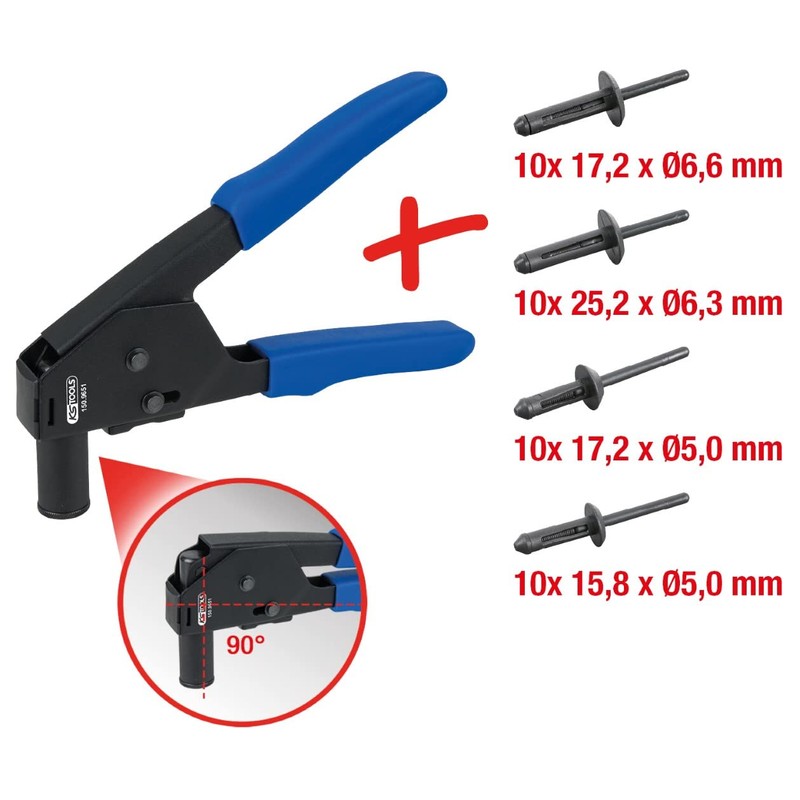 KS Tools 150.9650 Plastic rivet pliers set included rivets, 41