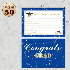 Pulsatex Graduation Party Advice Cards for Graduate Class of 2025, 50 Pcs 4x6" Graduation Cards Congrats Grad Party Supplies for College, Senior, High School Grad Decorations Game Activity Favors