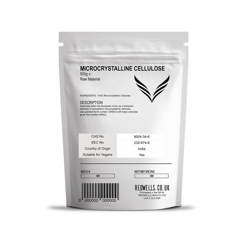 Microcrystalline Cellulose Powder REDWELLS Tablet Excipient - 500g Pack