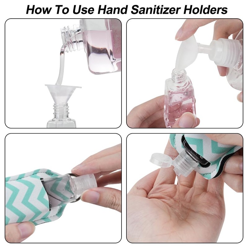 IBEQUEM 8Pcs Hand Sanitizer Keychain Holders, Empty Hand Sanitizer Holders