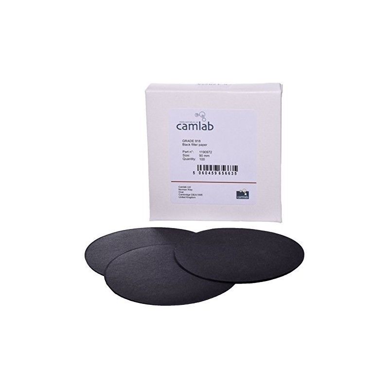 Camlab 1190972 Grade 918 Black Filter Paper, 90 mm Diameter