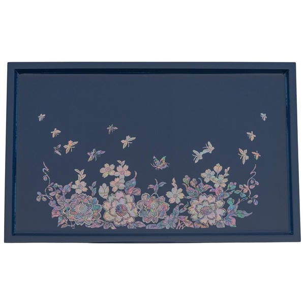 FEBRUARY MOUNTAIN Charming Reflections: Iridescent Mother-of-Pearl Floral and Butterfly Tray