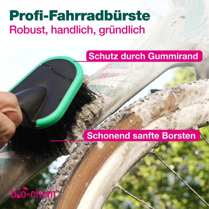 bio-chem Bicycle Brush - Soft Bristles & Rubber Protection -