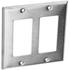 Leviton 84409-40 2-Gang Decora/GFCI Device Decora Wallplate, Device Mount, Stainless Steel, 10-Pack
