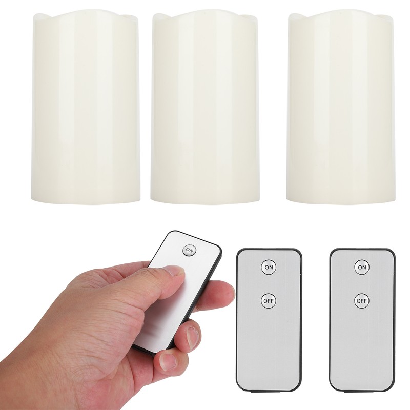 3pcs Electronic LED Candles Plastic Flameless Flickering Pillar Fake Candles