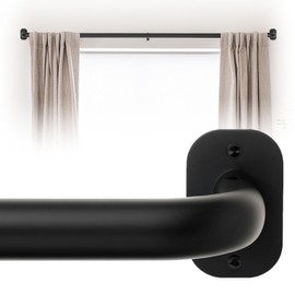Blackout Curtain Rod Wrap Around Design - Decorative Room Darkening French Return Style Drapery Hardware - Heavy Duty Metal and Adjustable 66-120 Inches - Minimalist Modern Bracket - Matte Black