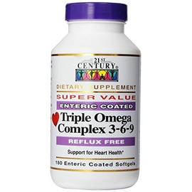 21st Century Dietary Supplement Triple Omega Complex 3-6-9 Enteric Coated Softgels, 180 Count Bottle (Pack of 2)