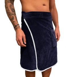 HOMELEVEL Men's Sauna Kilt - Bath Towel for Spa - Cotton Gym Towels for Men - with Hook-and-Loop Fastening & Pocket