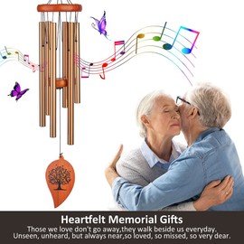 KOSSLY 32" Memorial Wind Chimes, Bereavement Gift,in Memory of Loved One Loss of Mother Father，Home Decor Garden Patio Outdoor-Golden