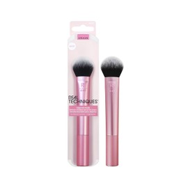 REAL TECHNIQUES Cepillo de maquillaje cónico para mejillas, para rubor, resaltador o polvo suelto, cerdas suaves, aplicación de maquillaje precisa, rosa, mango de aluminio, 1 unidad